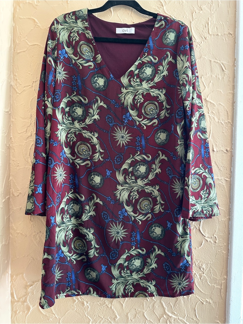 Ovi Plum Floral-Trim swing dress